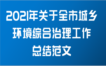 2021年关于全市城乡环境综合治理工作总结范文