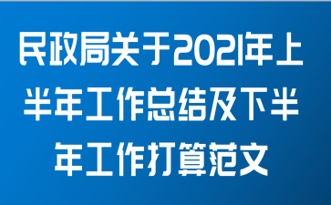 民政局关于2021年上半年工作总结及下半年工作打算范文