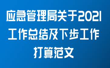 应急管理局关于2021工作总结及下步工作打算范文