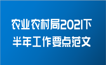 农业农村局2021下半年工作要点范文